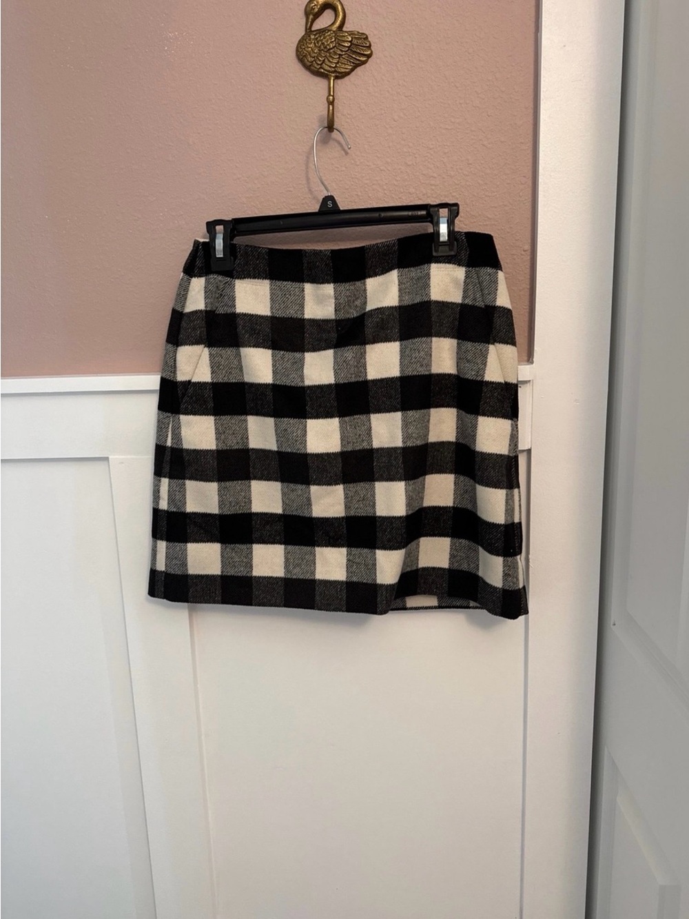 LOFT Black and White Plaid Mini Skirt